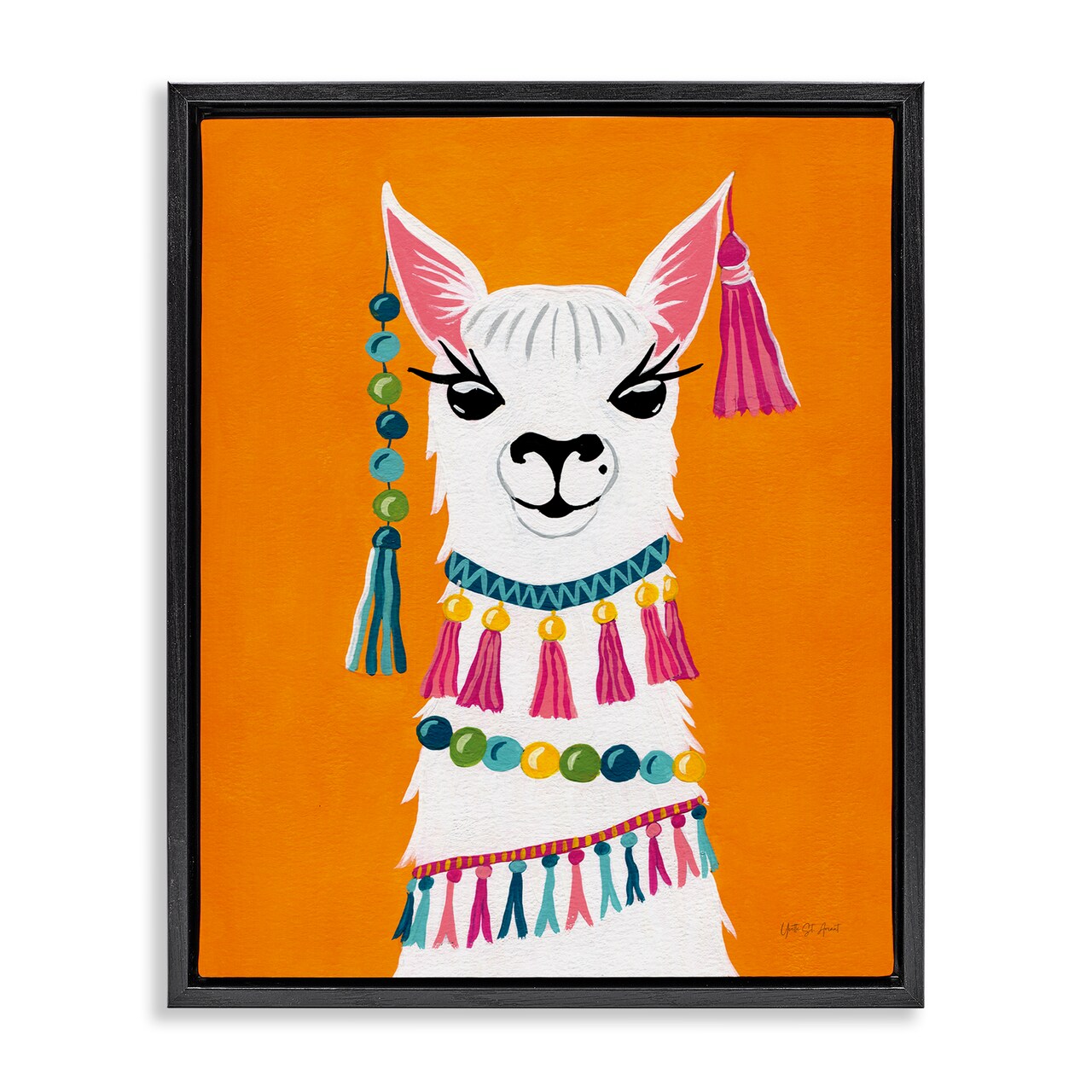 Stupell Industries Festive Llama Portrait Floater Framed Canvas Wall Art Design by Yvette St. Amant